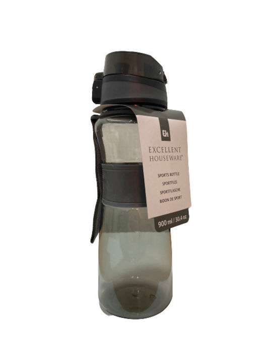Excellent Houseware Bottle Water Plastic with Screw Cap Black 900ml