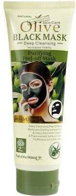 Mască de față Mască de față cu cărbune activat Măsline Vitamina E și B Wokali Olive Black Mask 130 Ml