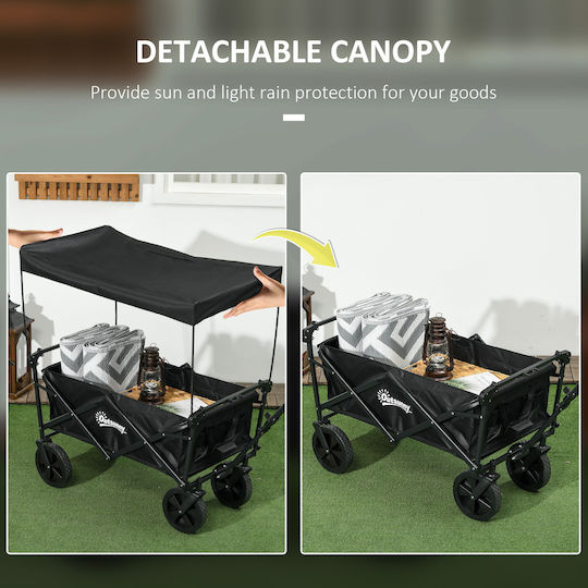 Foldable Garden Cart Metallic Four-wheel 110lt