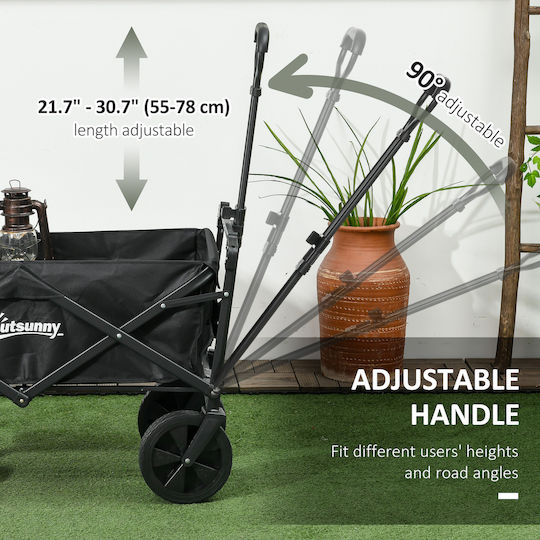 Foldable Garden Cart Metallic Four-wheel 110lt