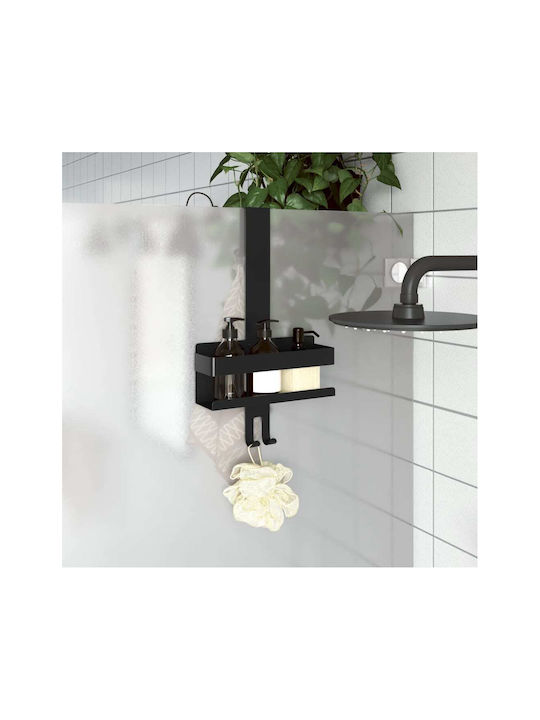 vidaXL Rack de Baie Simplă De Perete ​10x10cm Inox Negru