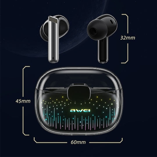 Awei T52 Pro2 In-ear Bluetooth Handsfree Earphones with Sweat Resistance and Charging Case Black