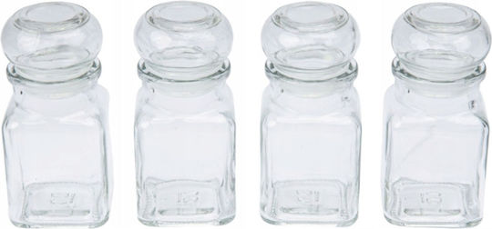 Excellent Houseware Σετ 4τμχ Βάζα Γενικής Χρήσης με Καπάκι Γυάλινο Διάφανο 150ml 4τμχ