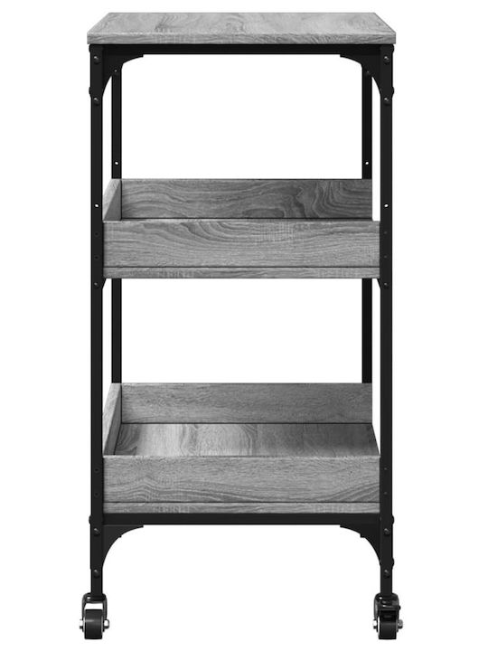 vidaXL Wooden Kitchen Trolley 3 Tiers Gray 60x41x80.5cm