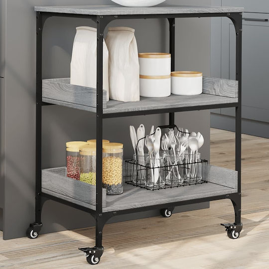 vidaXL Wooden Kitchen Trolley 3 Tiers Gray 60x41x80.5cm
