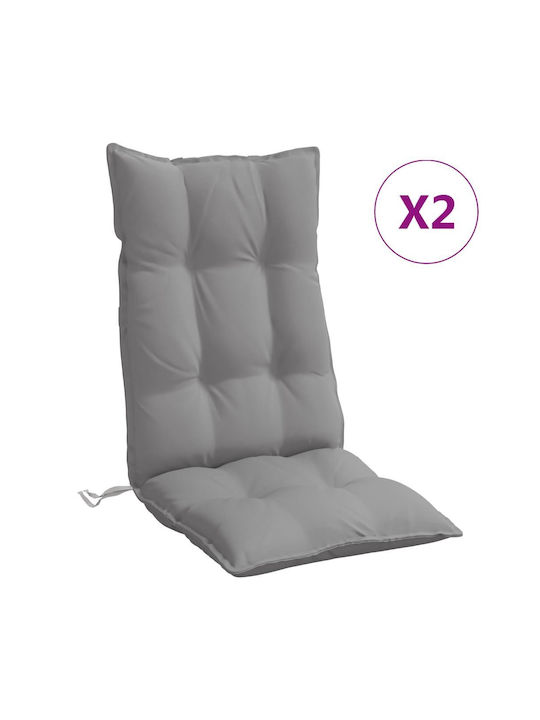 vidaXL Waterproof Garden Chair Cushion with Back Gray 2pcs 50x120cm.