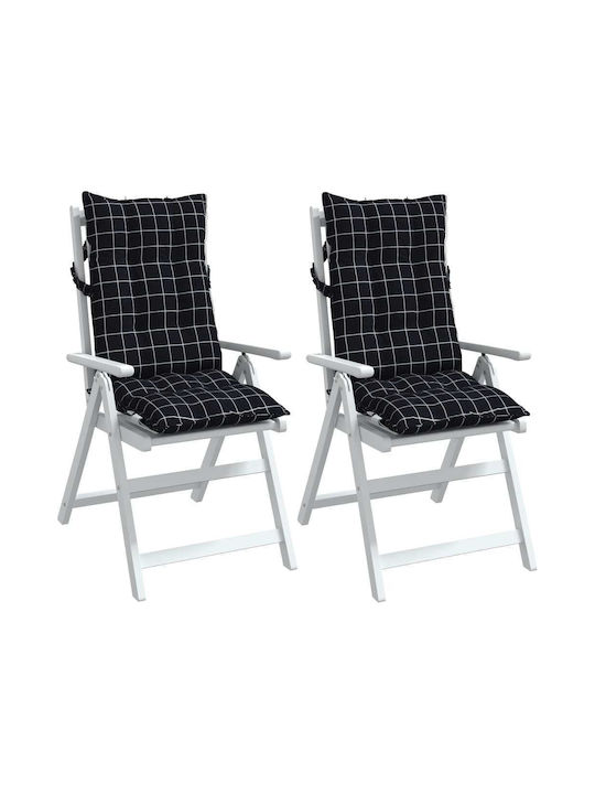 vidaXL Waterproof Garden Chair Cushion Black 2pcs 50x120cm.