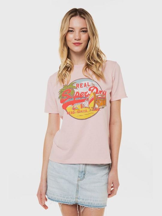 Superdry Vl Graphic Feminin Tricou Roz