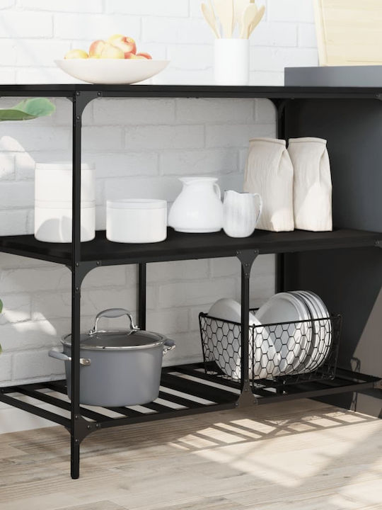 vidaXL vidaXL Holz Küchenwagen Mit 3 Ebenen Schwarz 100x50x95cm