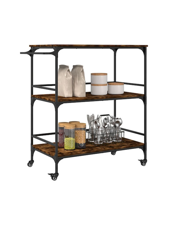 vidaXL Wooden Kitchen Trolley 3 Tiers Brown 100.5x50x105cm