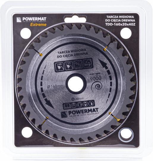Powermat Cutting Disc Wood Hole Diameter 160mm with 40 Teeth 1pcs