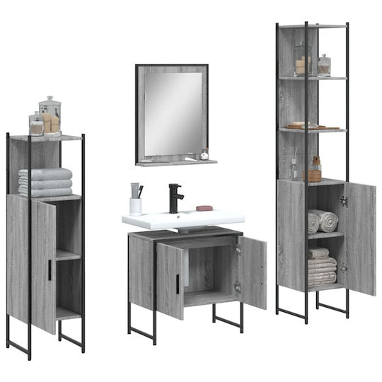 vidaXL Möbelset Waschtisch ohne Waschbecken mit Spiegel L33xB33xH60cm Grey Sonoma
