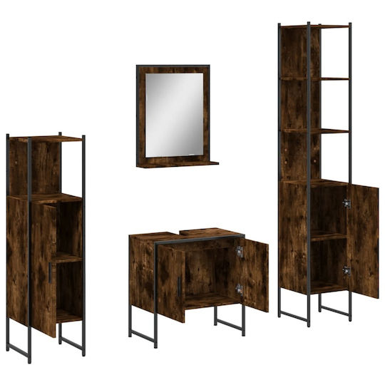 vidaXL Möbelset Waschtisch ohne Waschbecken mit Spiegel L33xB33xH60cm Smoky Oak