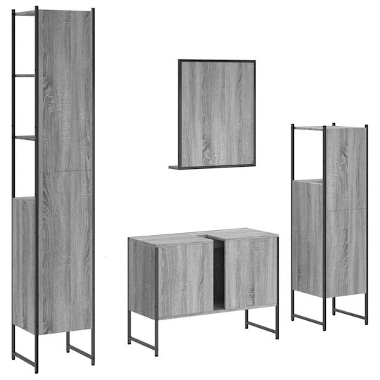 vidaXL Möbelset Waschtisch ohne Waschbecken mit Spiegel L33xB33xH60cm Grey Sonoma