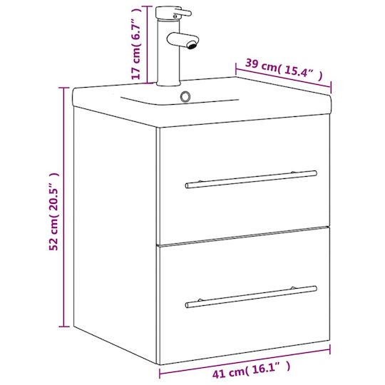 vidaXL Πάγκος με Νιπτήρα Μ41xΒ38.5xΥ48cm Λευκό