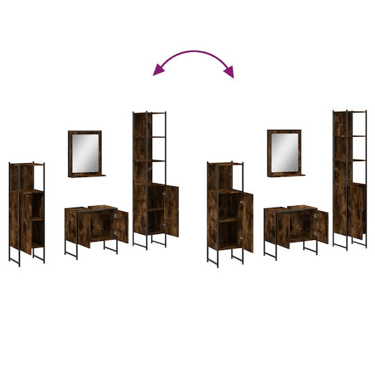 vidaXL Möbelset Waschtisch ohne Waschbecken mit Spiegel L33xB33xH60cm Smoky Oak