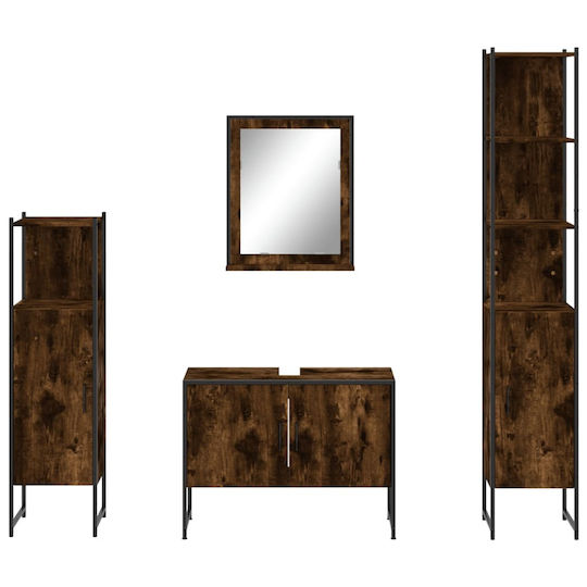 vidaXL Möbelset Waschtisch ohne Waschbecken mit Spiegel L33xB33xH60cm Smoky Oak
