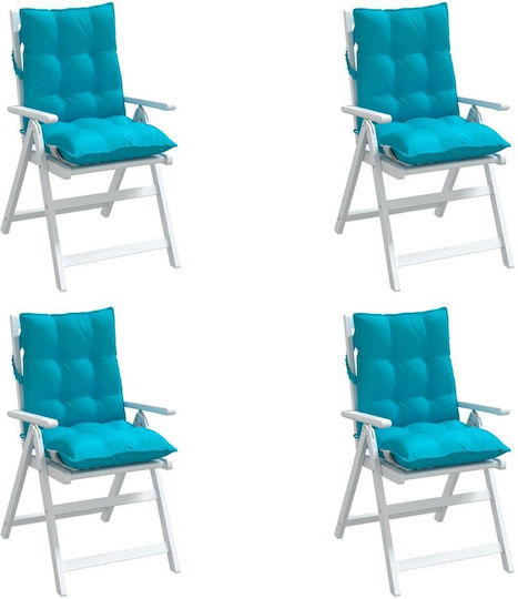 vidaXL Waterproof Garden Chair Cushion with Backrest Turquoise 4 Pieces 50x100cm