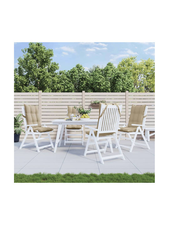 vidaXL Wasserdichtes Gartenstuhlkissen mit Rückenlehne Beige 4 Stück 50x120cm
