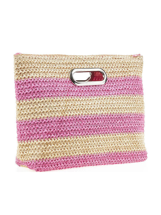 Damen Rattan Kupplung Fuchsie