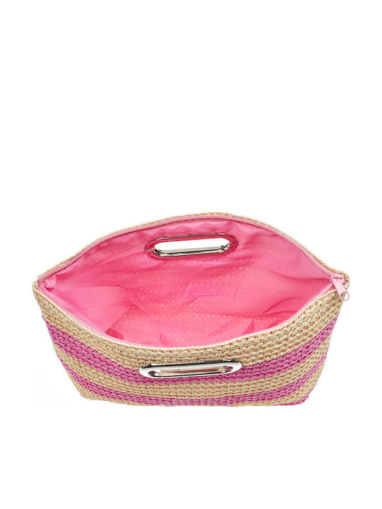 Damen Rattan Kupplung Fuchsie