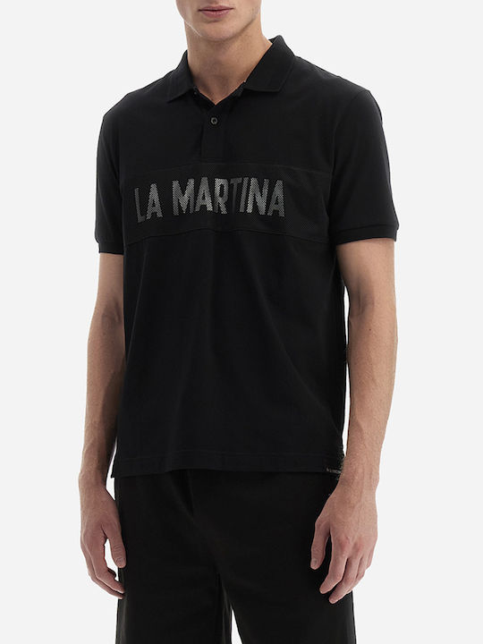 La Martina Herren Kurzarmshirt Polo Schwarz