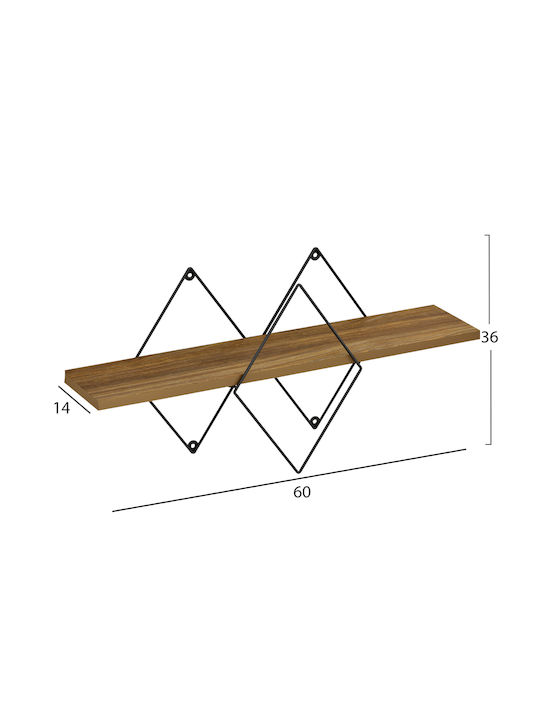 Ράφι Τοίχου Chantria Καφέ 60x14x36εκ.