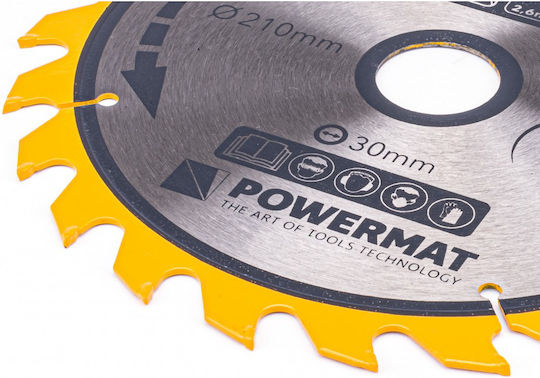 Powermat Cutting Disc Wood Hole Diameter 210mm with 24 Teeth 1pcs