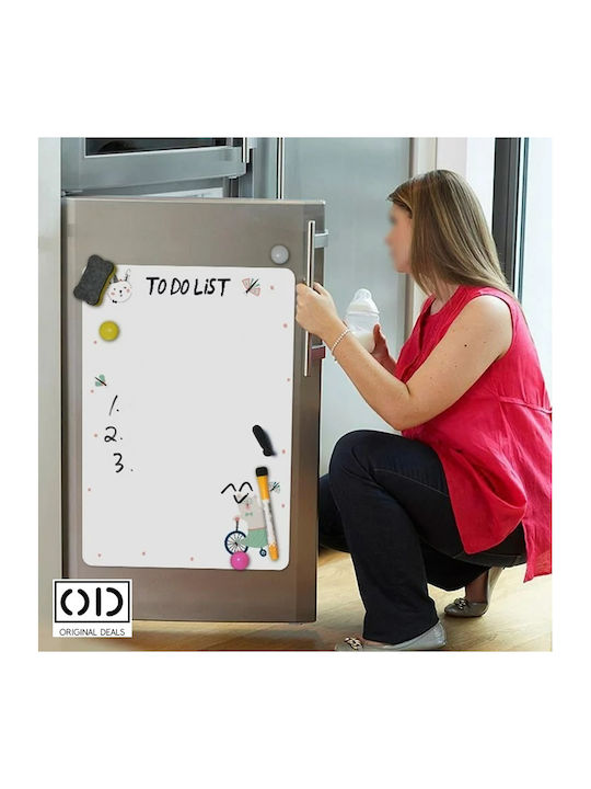 Magnetic Sticker Refrigerator To Do List Tasks Reminder Drawing Coloring 21 X 29.7 Cm White Animal On Bike Original Deals