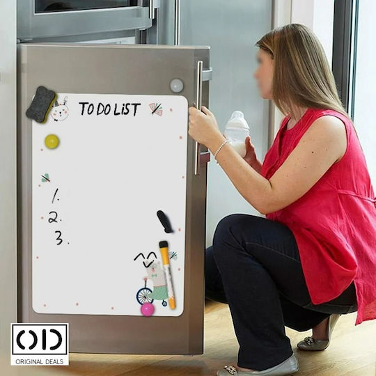 Magnetic Sticker Refrigerator To Do List Tasks Reminder Drawing Coloring 21 X 29.7 Cm White Animal On Bike Original Deals