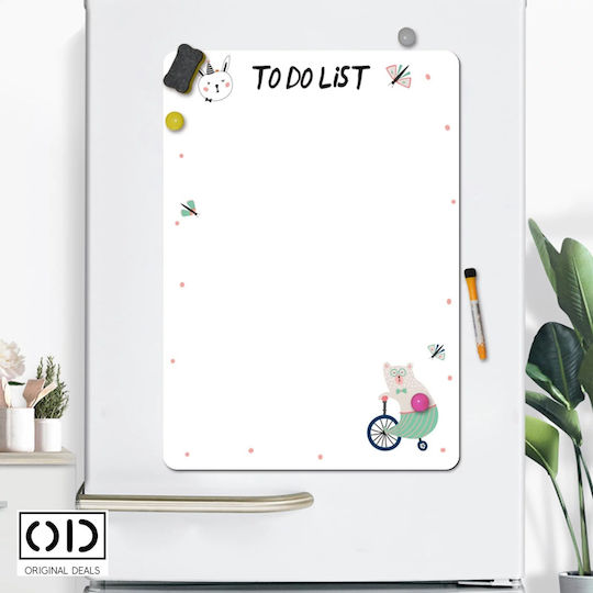 Magnetic Sticker Refrigerator To Do List Tasks Reminder Drawing Coloring 21 X 29.7 Cm White Animal On Bike Original Deals