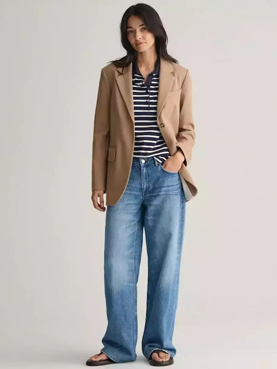 Bluza damă Polo Mâneci Scurte Cu Dungi Albastru Închis