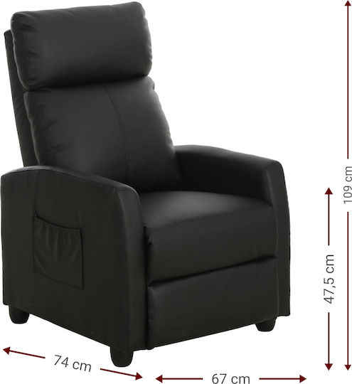 Fray Fotoliu Relax Masaj din Piele Ecologică Neagră 67x74x109cm