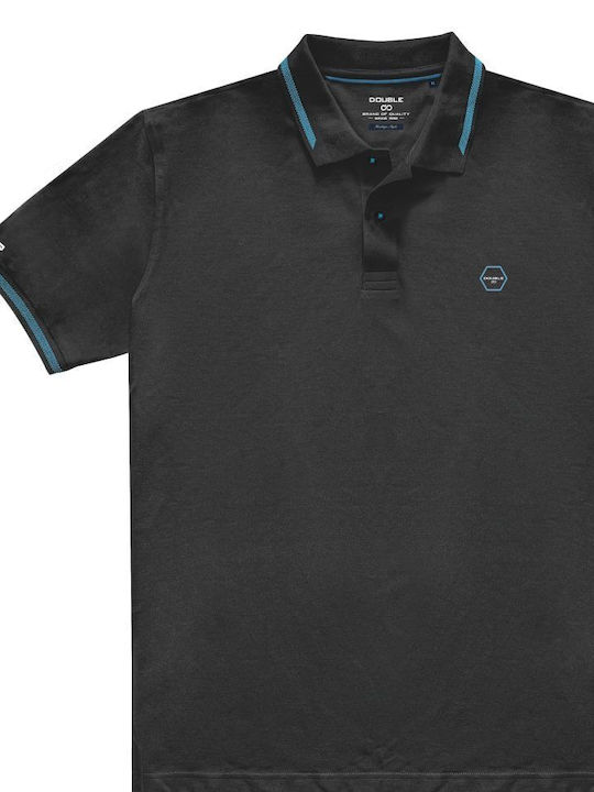 Double Herren Kurzarmshirt Polo Schwarz