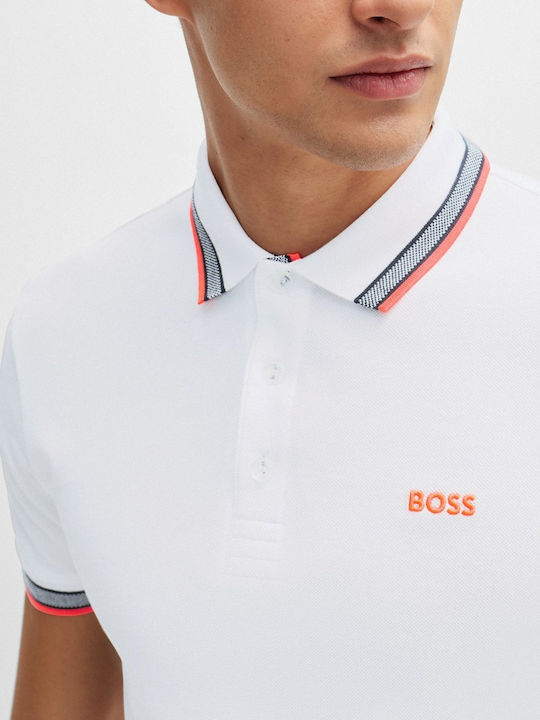 Hugo Boss Bluza pentru bărbați cu mâneci scurte Polo Alb