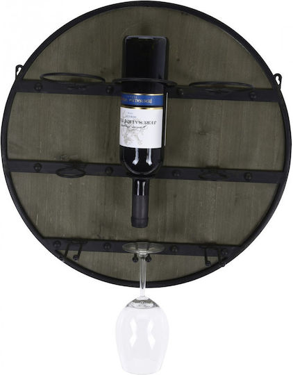 Home&styling Collection 3-bottle Wine Glass Holder Metal Wood 50x13.5 Cm Black Brown