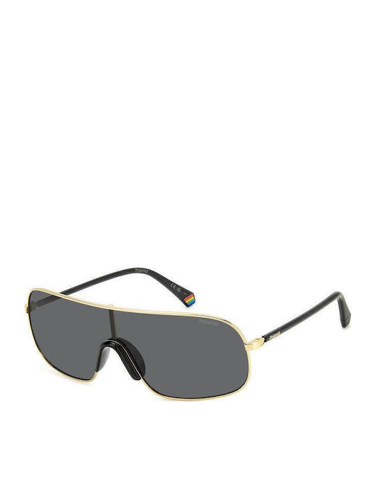 Polaroid Men's Sunglasses with Gold Metal Frame and Gray Lens