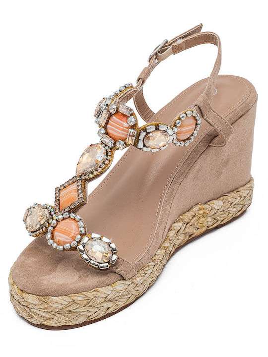 Damenplattformen Beige