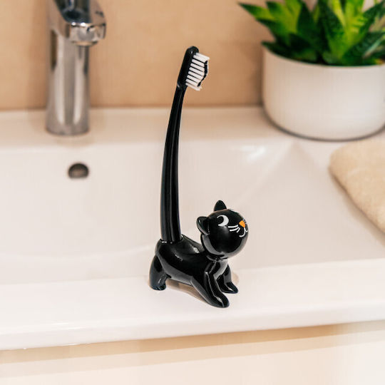Pylones Toothbrush Support Base Plastic with Suction Cup Black