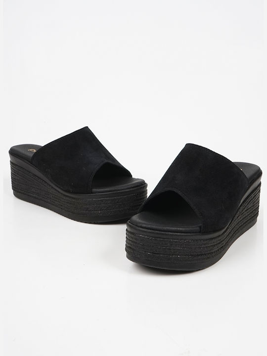 Piazza Shoes Women's Suede Platform Shoes Black