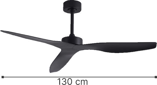 Inlight Alamo Ανεμιστήρας Οροφής 137cm με Φως Μαύρος