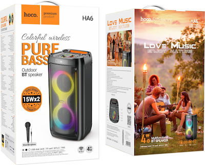 Hoco Sistem Karaoke cu Microfon Fără Fir Outdoor în Culoare Negru