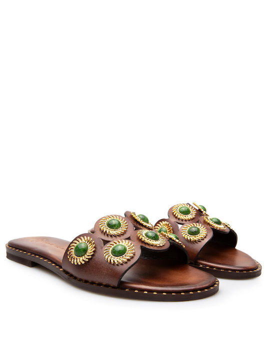 Makis Kotris Damen Flache Sandalen in Braun Farbe