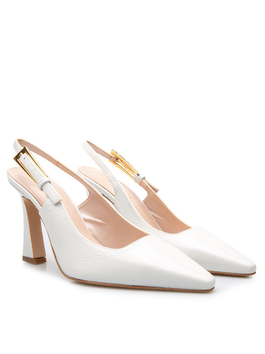 Labrini Patent Leather White Heels