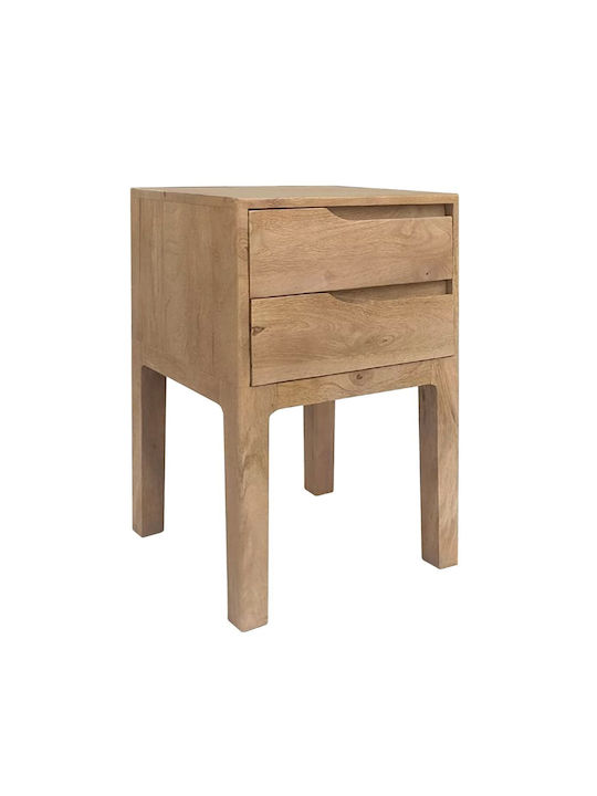 Square Side Table Straight Line from Solid Wood Natural Wood L40xW40xH65cm.