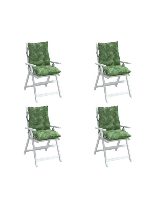 vidaXL Waterproof Garden Chair Cushion Green 4pcs 50x100cm.