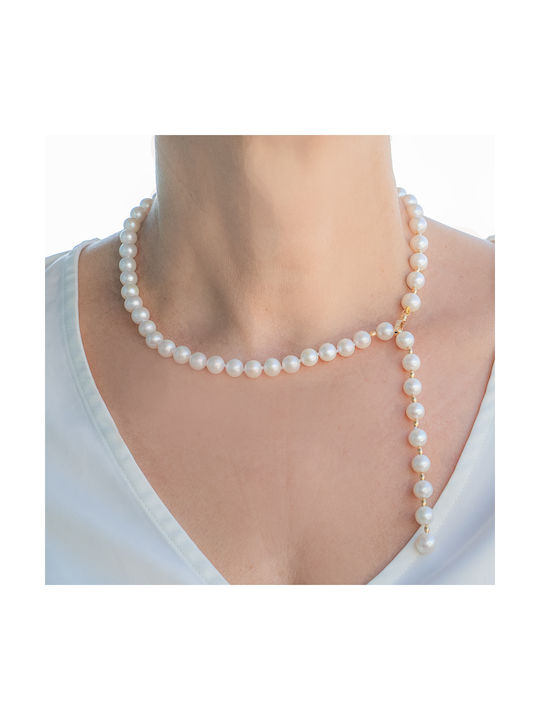 Margaritari Necklace from Gold 18k with Pearls & Diamond