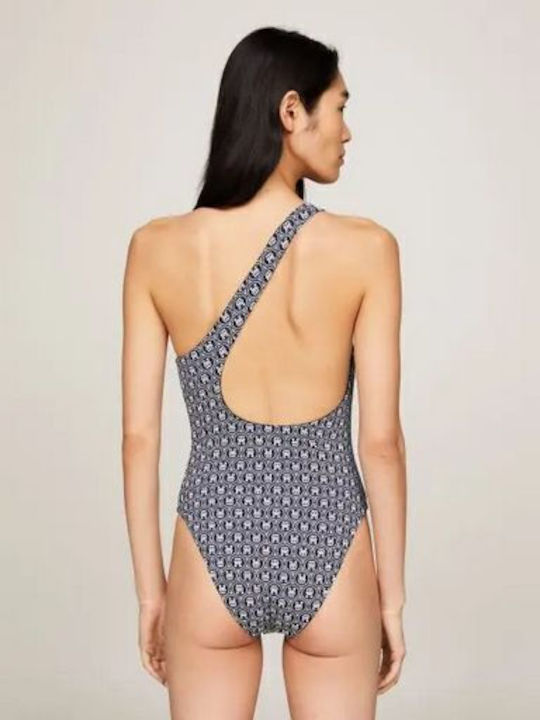 One Piece Swimsuit with One Shoulder Seal Geo Desert Sky