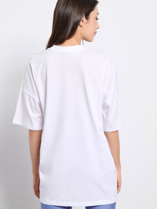 BodyTalk Γυναικείο Αθλητικό Oversized T-shirt Λευκο