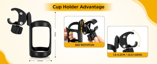 Uncle George Ποτηριού Bicycle Bottle Holder Compatible for General Purpose Stroller, Scooter, Skateboard 15x6.5cm